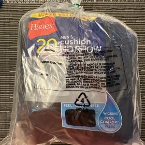 Hanes Men's Cushion No Show Socks Pack of 20 ~ Black